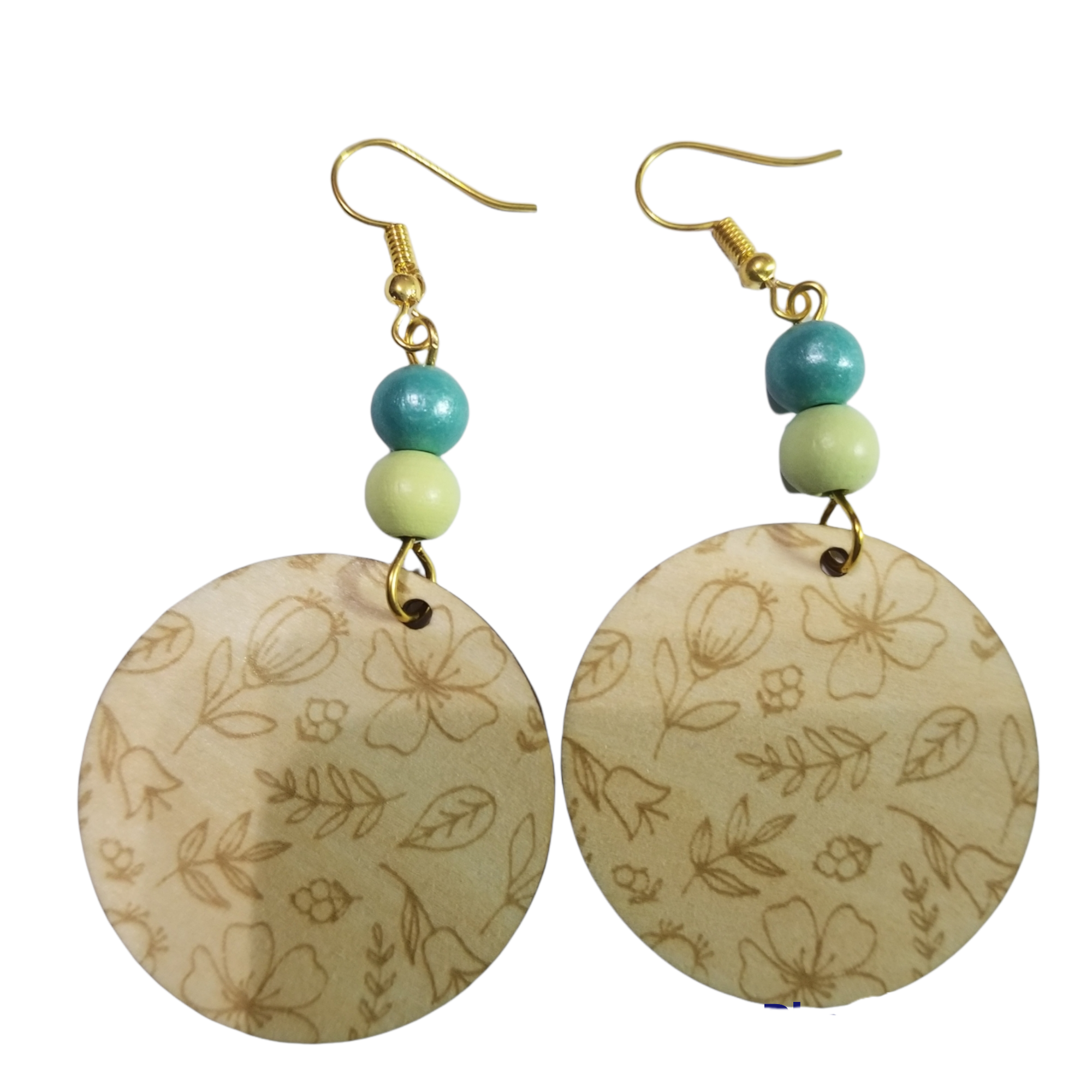 Wooden shop disc earrings